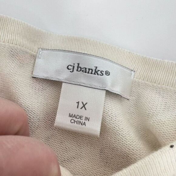 Cj Banks Womens Printed sewing seamstress Button Front Cardigan White Size 1X - Picture 4 of 12